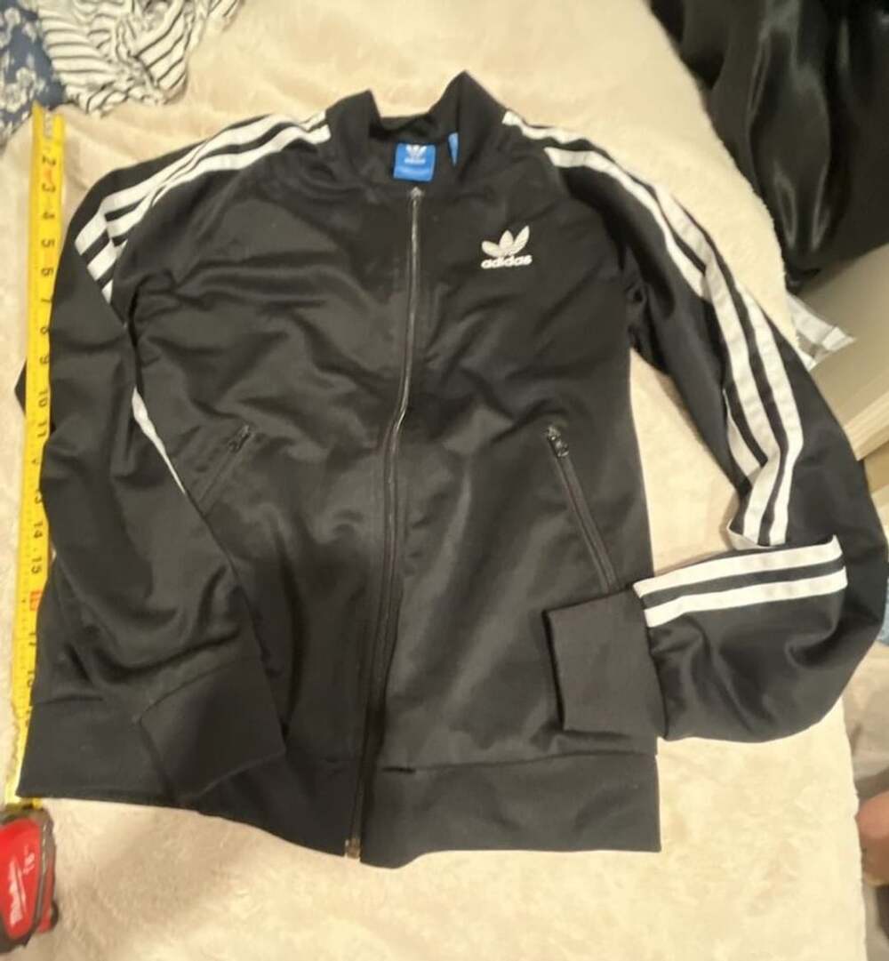 Adidas Originals SST Track Jacket Size S Black White Full Zip Large Logo